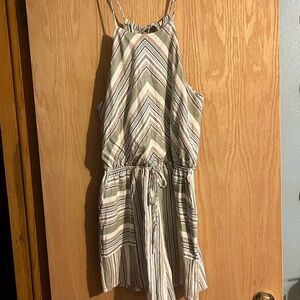 Striped Sleeveless romper with Tie Waist